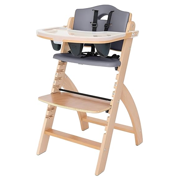 Abiie Beyond Junior Wooden High Chair with Tray. (3 Night Minimum) Guaranteed Delivery Between 1–4 PM | Pickup at 10 AM.
